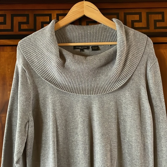 Jeanne Pierre Gray 100% Cotton Tunic gray Sweater Cowl Neck Long Sleeve Size 1X - Picture 2 of 15